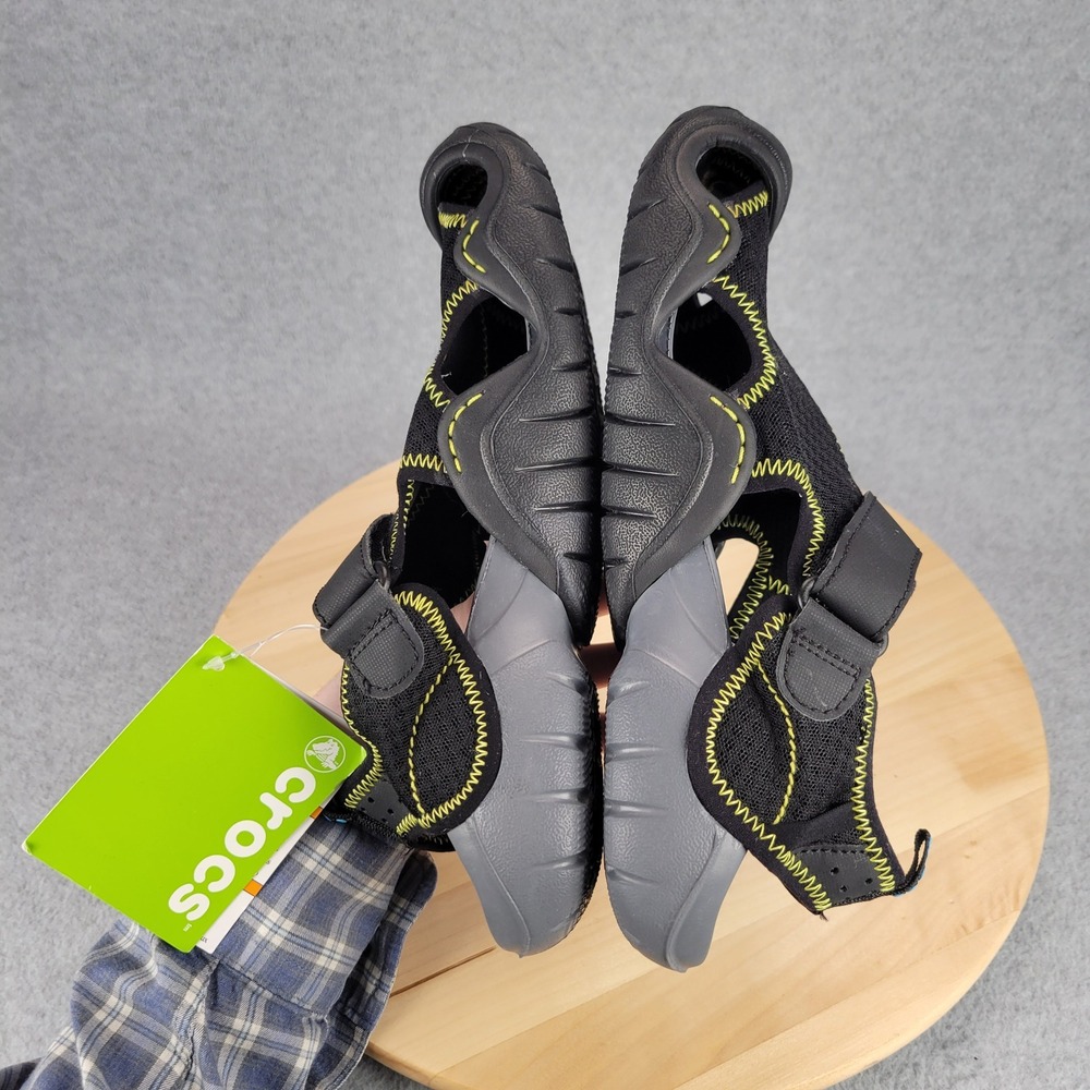 Crocs Swiftwater Mesh Deck Sandals Mens Black Water Shoes Size 7 NEW - Picture 7 of 11